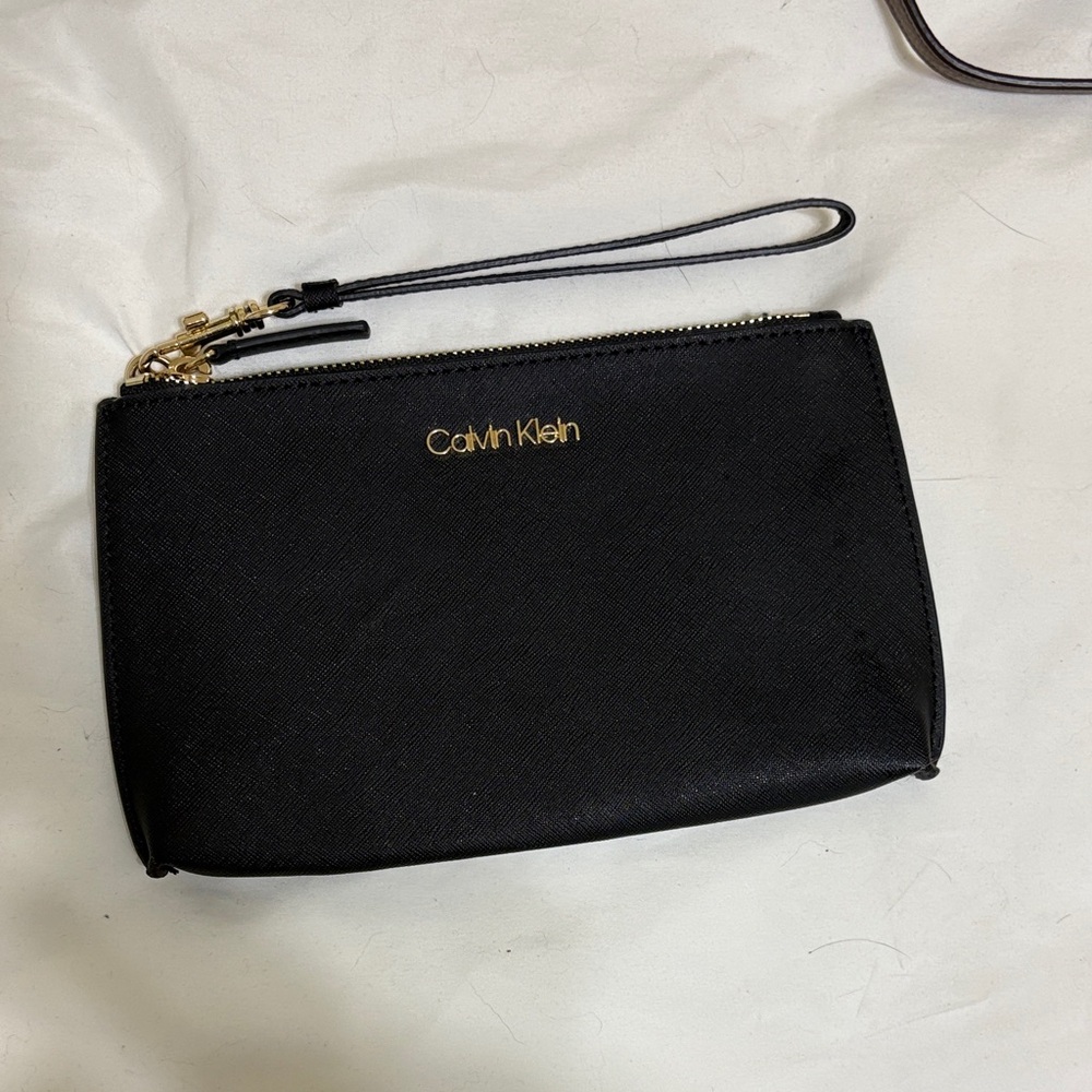 Calvin Klein Black Pouch with Gold Accents